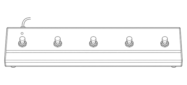 Technical line drawing of Vox VFS5 Footswitch