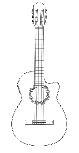 Technical line drawing of Córdoba GK Pro Negra