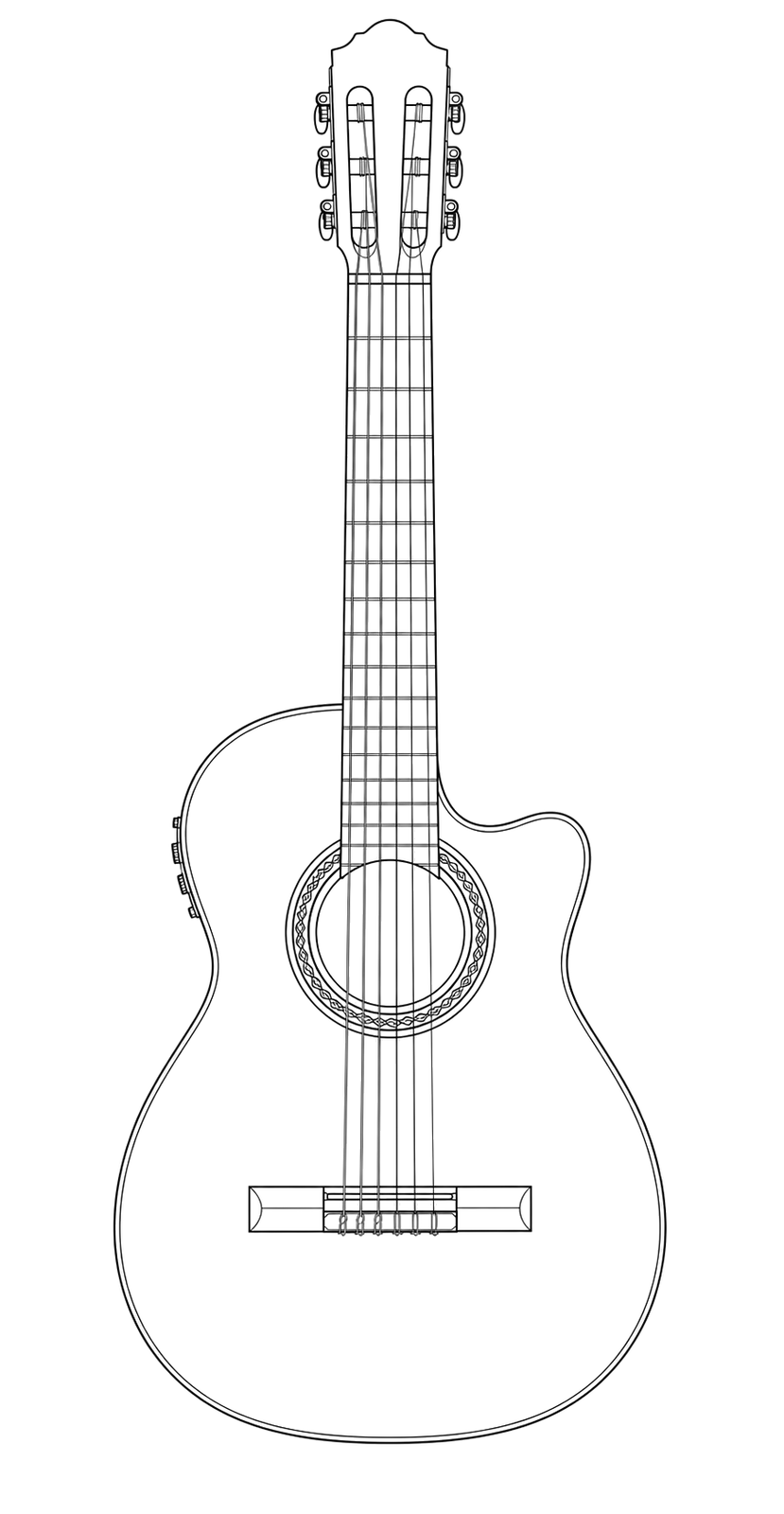 Technical line drawing of Córdoba GK Pro Negra