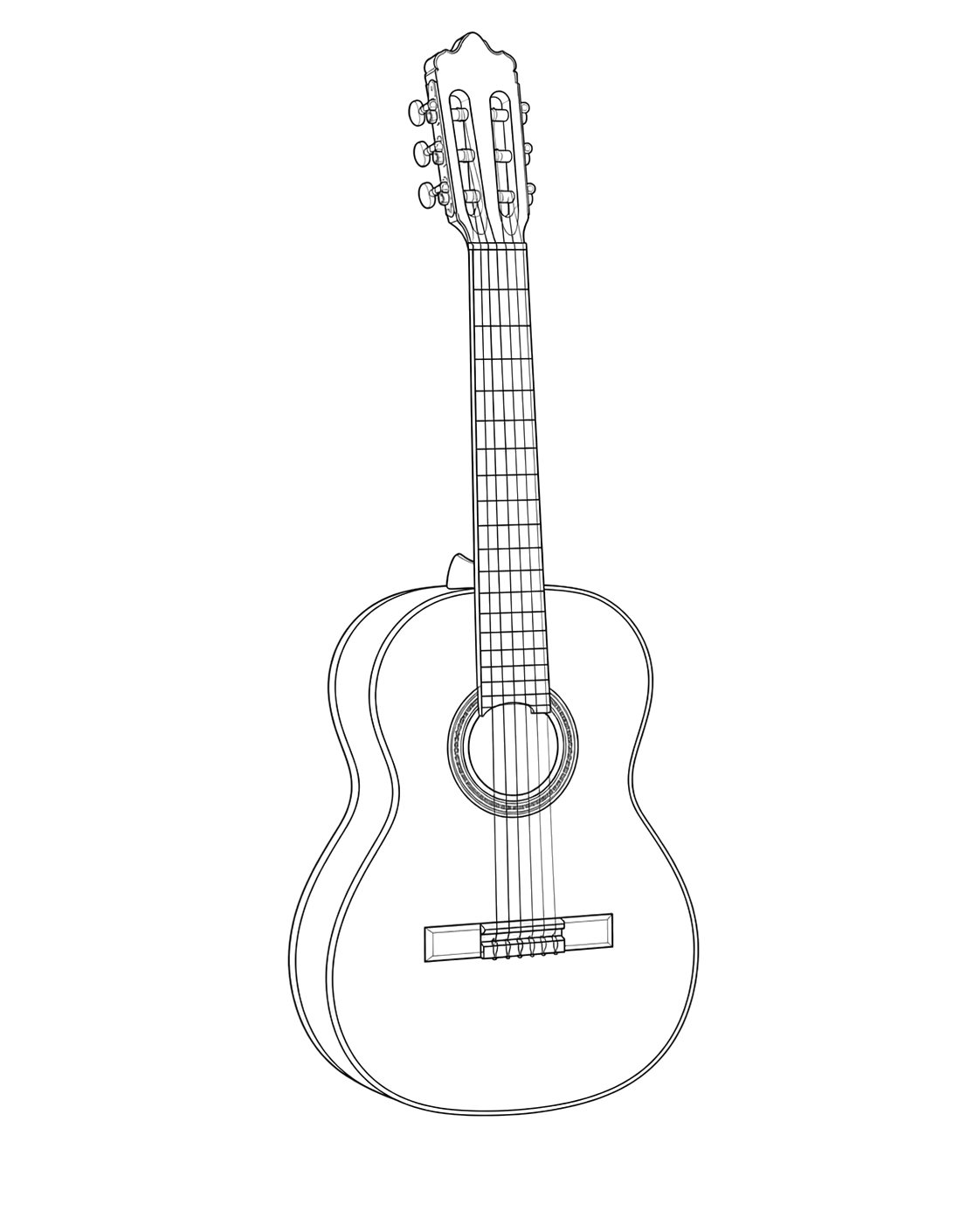 Technical line drawing of Alhambra 6 White Ebony