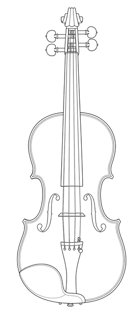 Technical line drawing of Andreas Eastman VA200 Viola