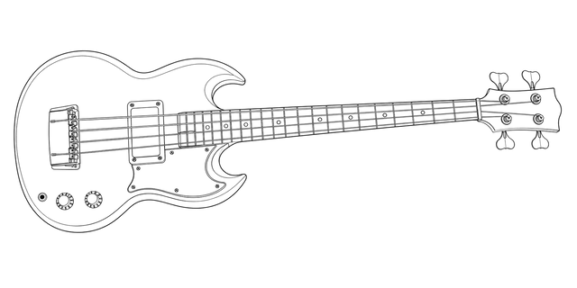 Technical line drawing of Gibson EB-0