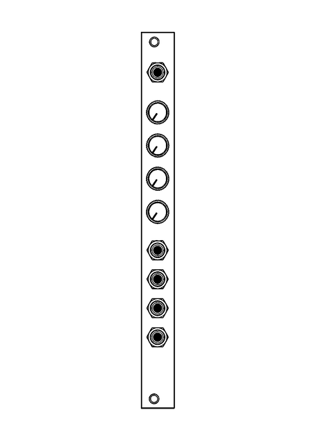 Technical line drawing of 2hp Mix Eurorack module