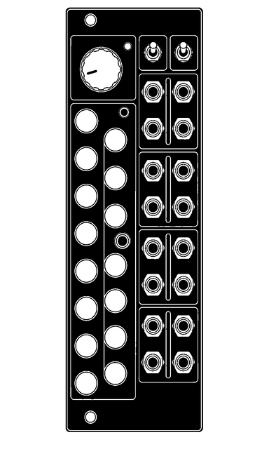 Technical line drawing of ADDAC207 Intuitive Quantizer Eurorack module