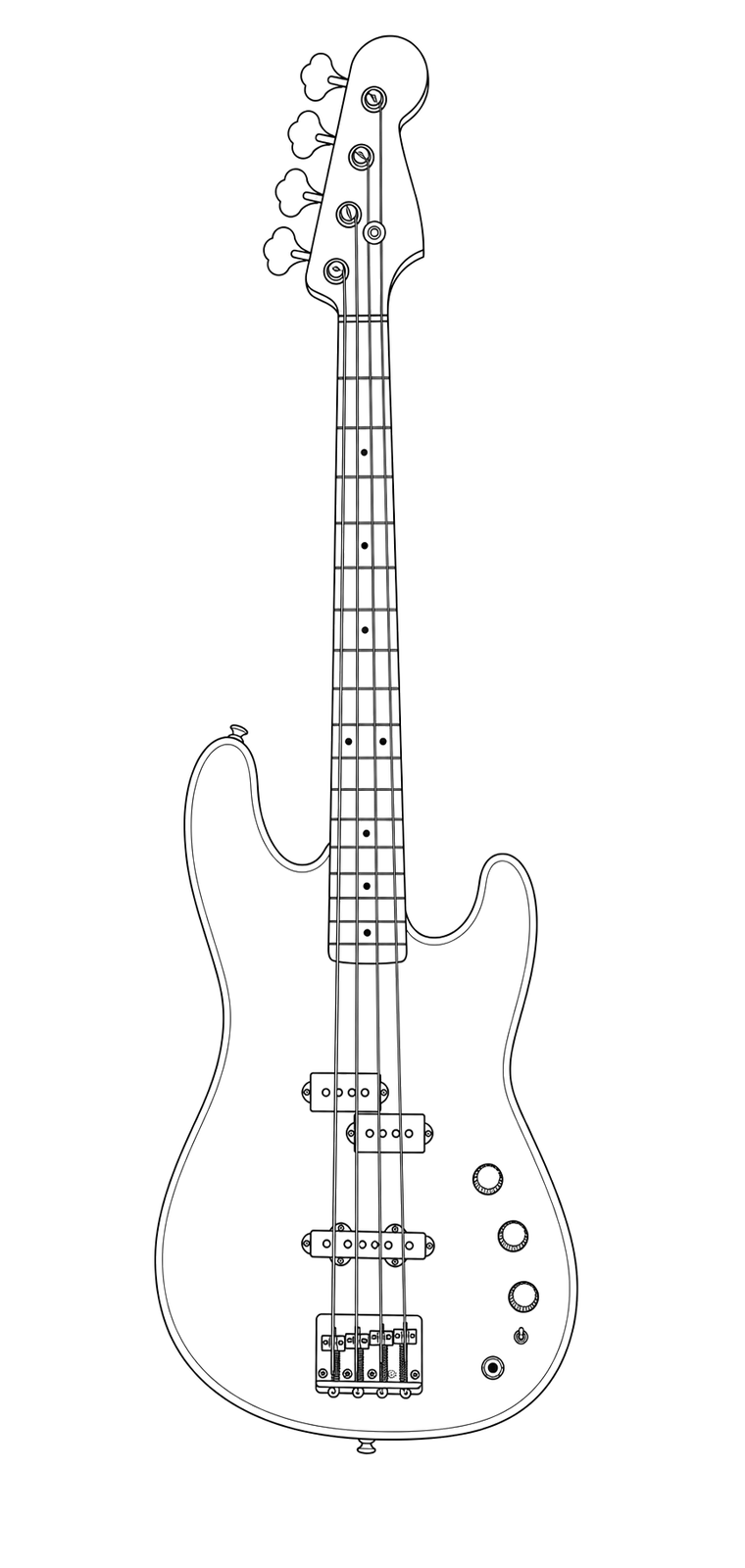Technical line drawing of Fender Jazz Bass Special